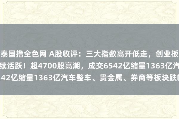 泰国撸全色网 A股收评：三大指数高开低走，创业板指涨1.25%，教会握续活跃！超4700股高潮，成交6542亿缩量1363亿汽车整车、贵金属、券商等板块跌幅居前。