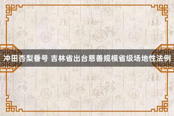 冲田杏梨番号 吉林省出台慈善规模省级场地性法例