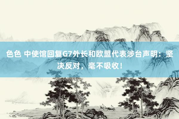 色色 中使馆回复G7外长和欧盟代表涉台声明：坚决反对，毫不吸收！