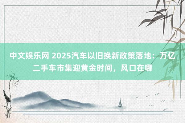 中文娱乐网 2025汽车以旧换新政策落地：万亿二手车市集迎黄金时间，风口在哪