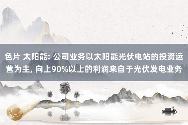 色片 太阳能: 公司业务以太阳能光伏电站的投资运营为主， 向上90%以上的利润来自于光伏发电业务