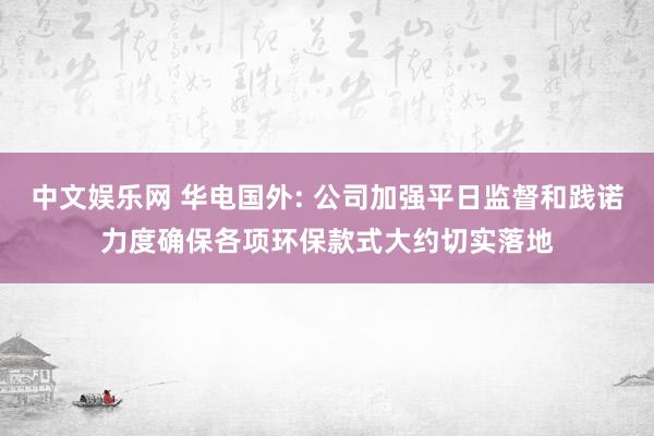 中文娱乐网 华电国外: 公司加强平日监督和践诺力度确保各项环保款式大约切实落地