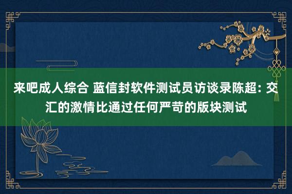 来吧成人综合 蓝信封软件测试员访谈录陈超: 交汇的激情比通过任何严苛的版块测试