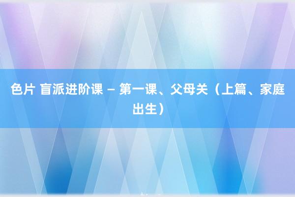 色片 盲派进阶课 — 第一课、父母关（上篇、家庭出生）